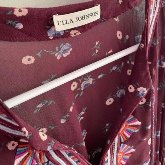 Ulla Johnson Burgundy Gita Floral Silk Mini Dress - Extra Small XS (0) - Picture 8 of 11